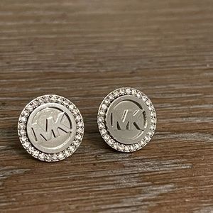 Michael Kors Silver Logo Earrings